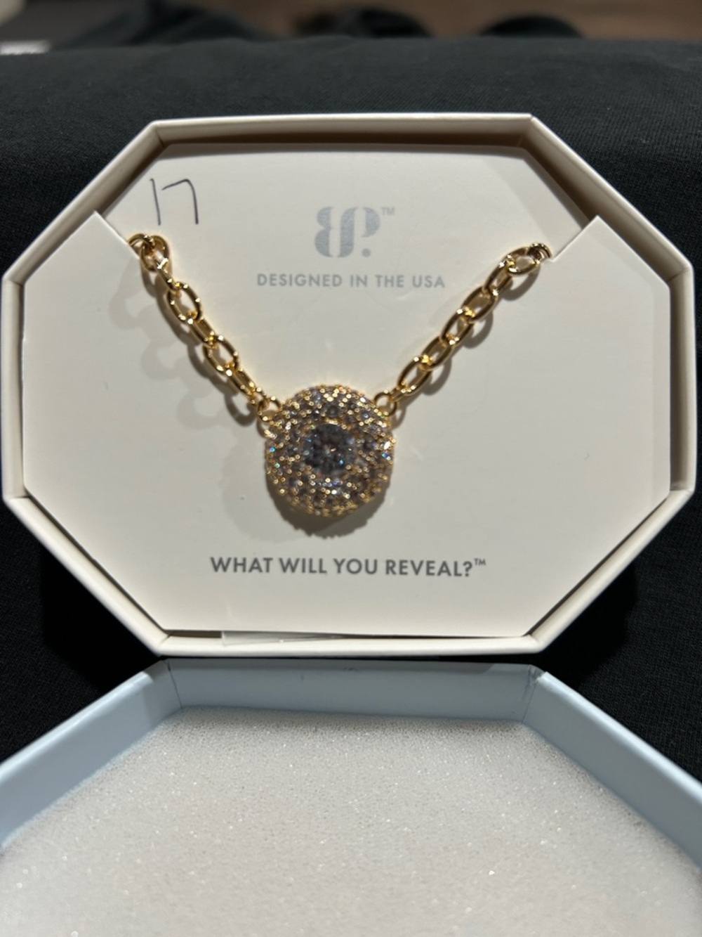 Gold Crystal Pavé Round Pendant Necklace